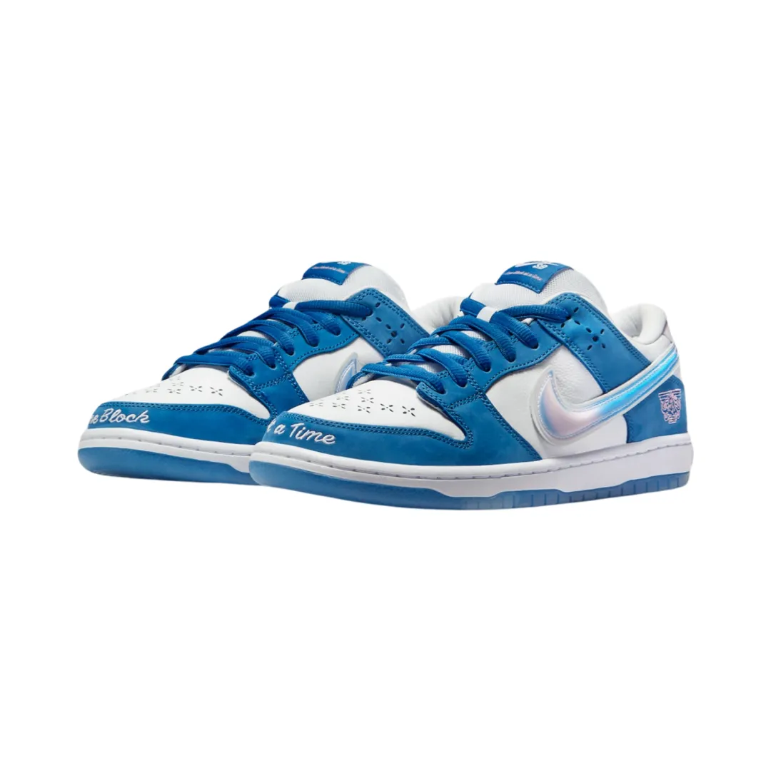 Nike SB Dunk Low Born X Raised One Block At A Time Deep Royal Blue White Iconic Sneakers