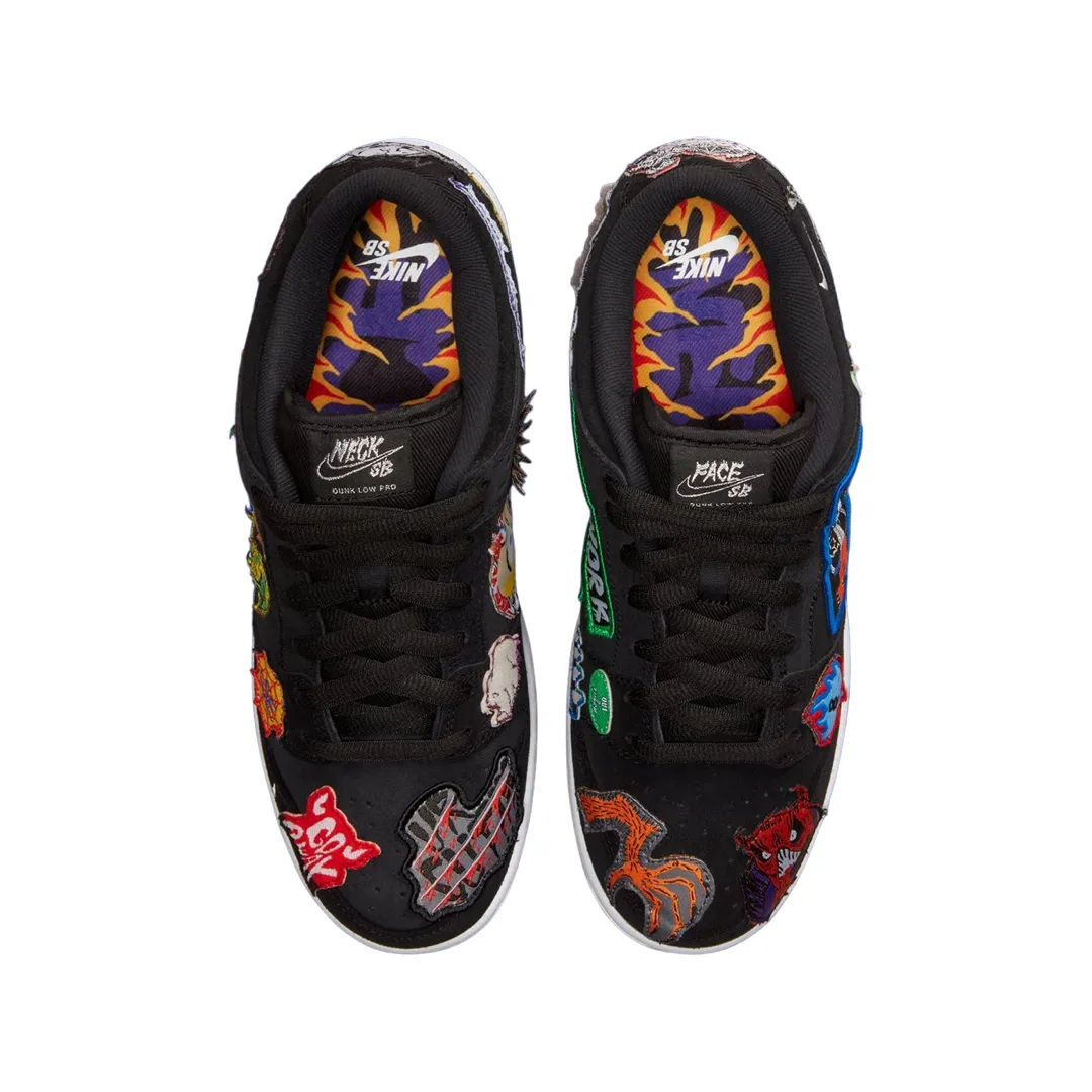 Nike SB Dunk Low Neck Face Black White Multi Colour Iconic Sneakers
