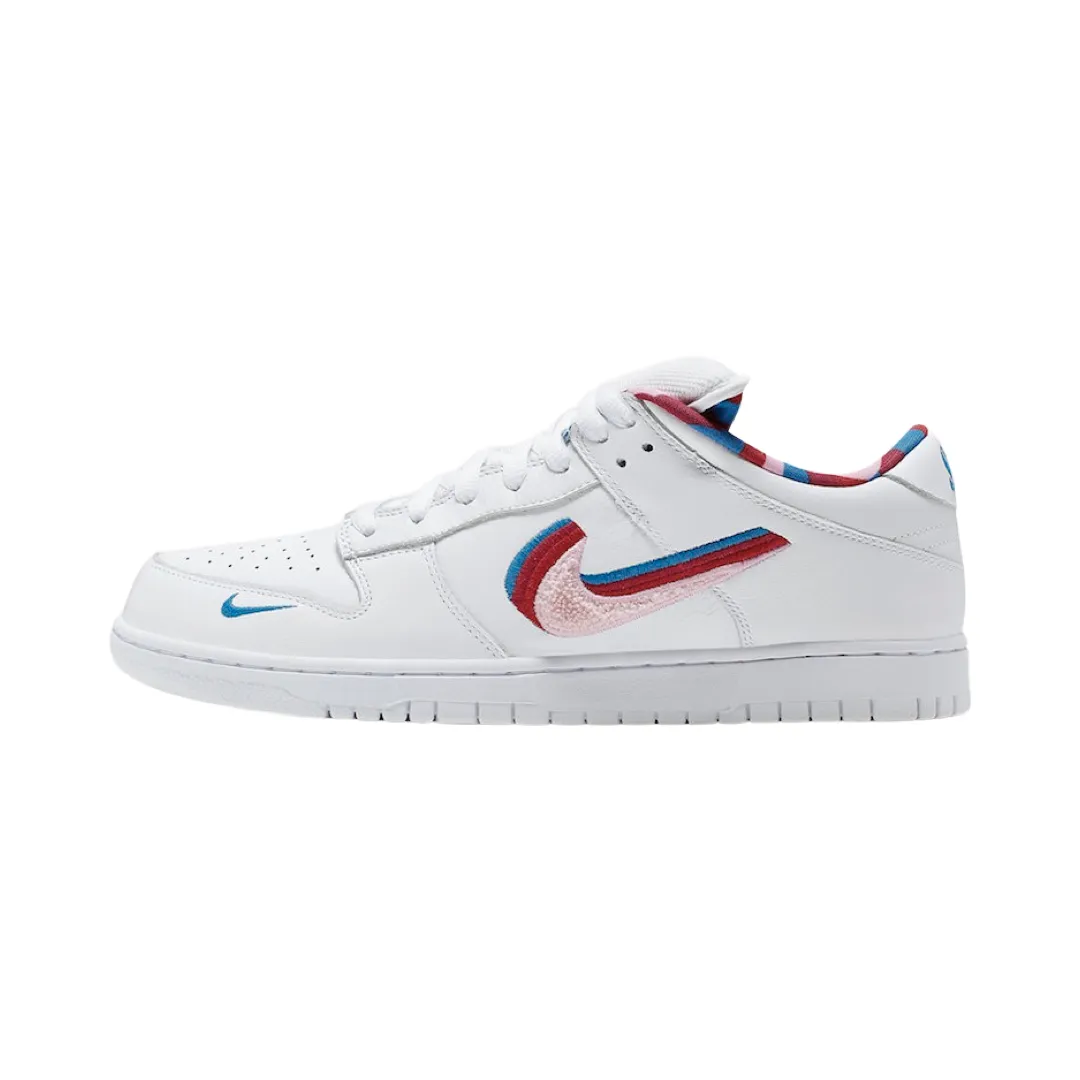 Nike SB Dunk Low Parra White Red Pink Nike Dunk sneakers with classic silhouette