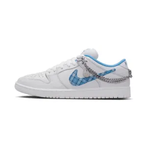 Nike SB Dunk Low Pro Nicole Hause White University Blue Midnight Navy Pure Platinum Nike Dunk sneakers with classic silhouette