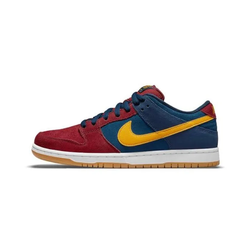 Nike SB Dunk Low Pro Premium Barcelona Navy University Gold Gym Red Iconic Sneakers