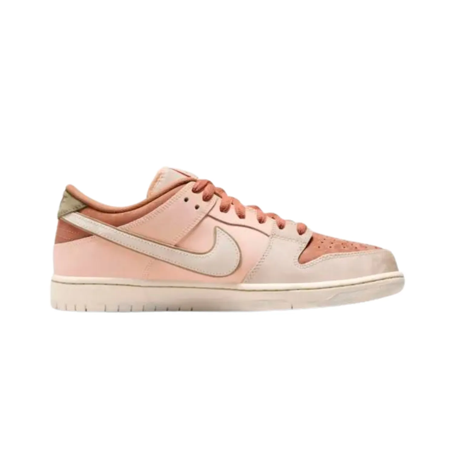 Nike SB Dunk Low Pro PRM Trocadero Gardens Amber Brown Guava Ice Crimson Tint Neutral Olive Pale Ivory Nike Dunk sneakers with classic silhouette