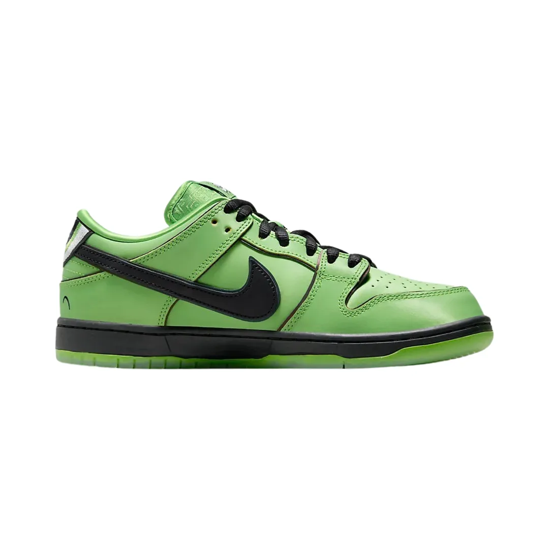 Nike SB Dunk Low Pro QS Powerpuff Girls Buttercup Mean Green Black Lotus Pink Iconic Sneakers
