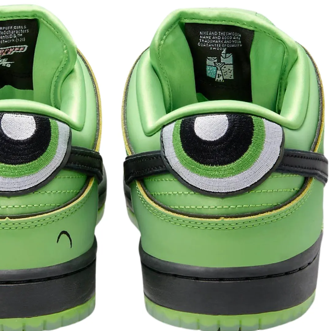 Nike SB Dunk Low Pro QS Powerpuff Girls Buttercup Mean Green Black Lotus Pink Iconic Sneakers