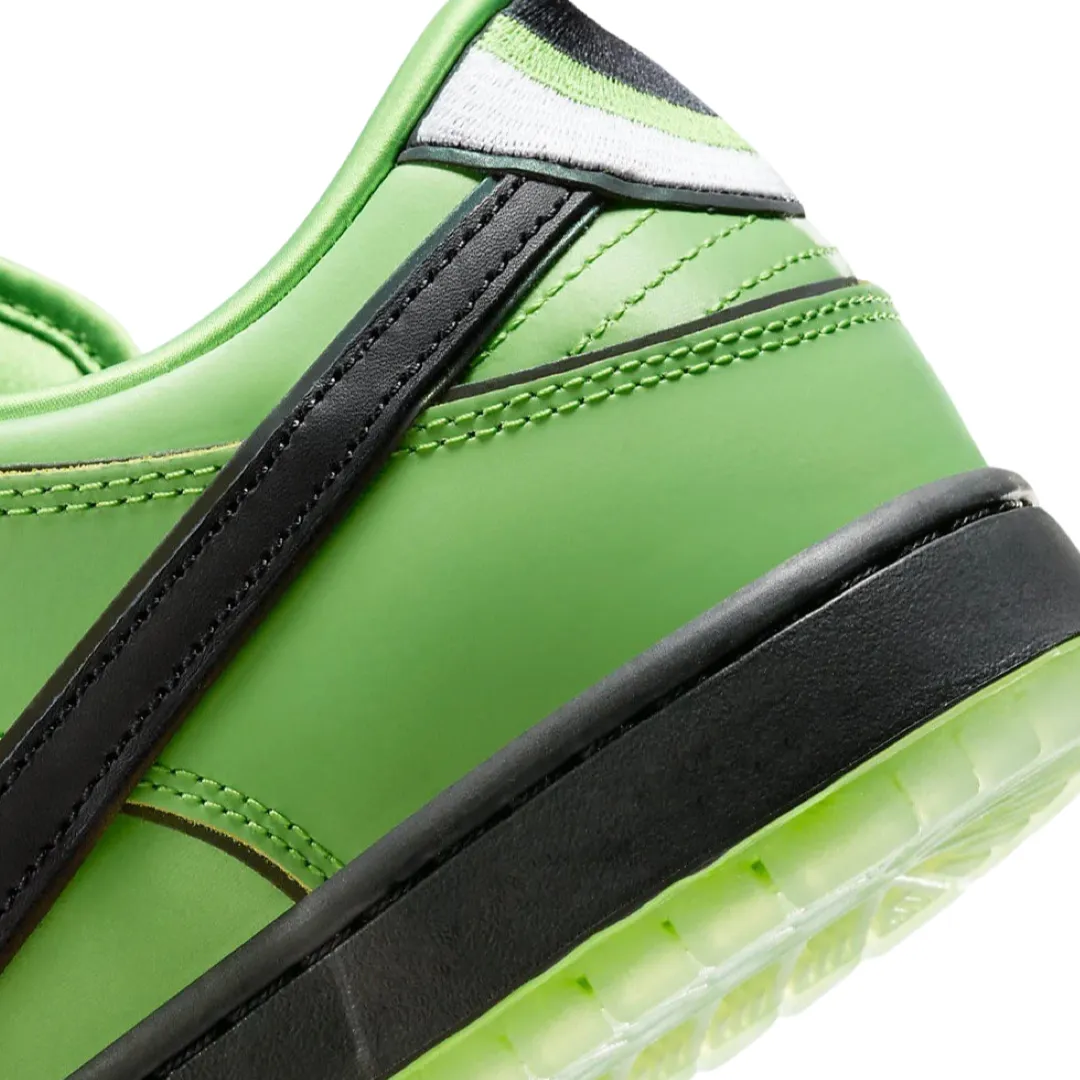 Nike SB Dunk Low Pro QS Powerpuff Girls Buttercup Mean Green Black Lotus Pink Iconic Sneakers