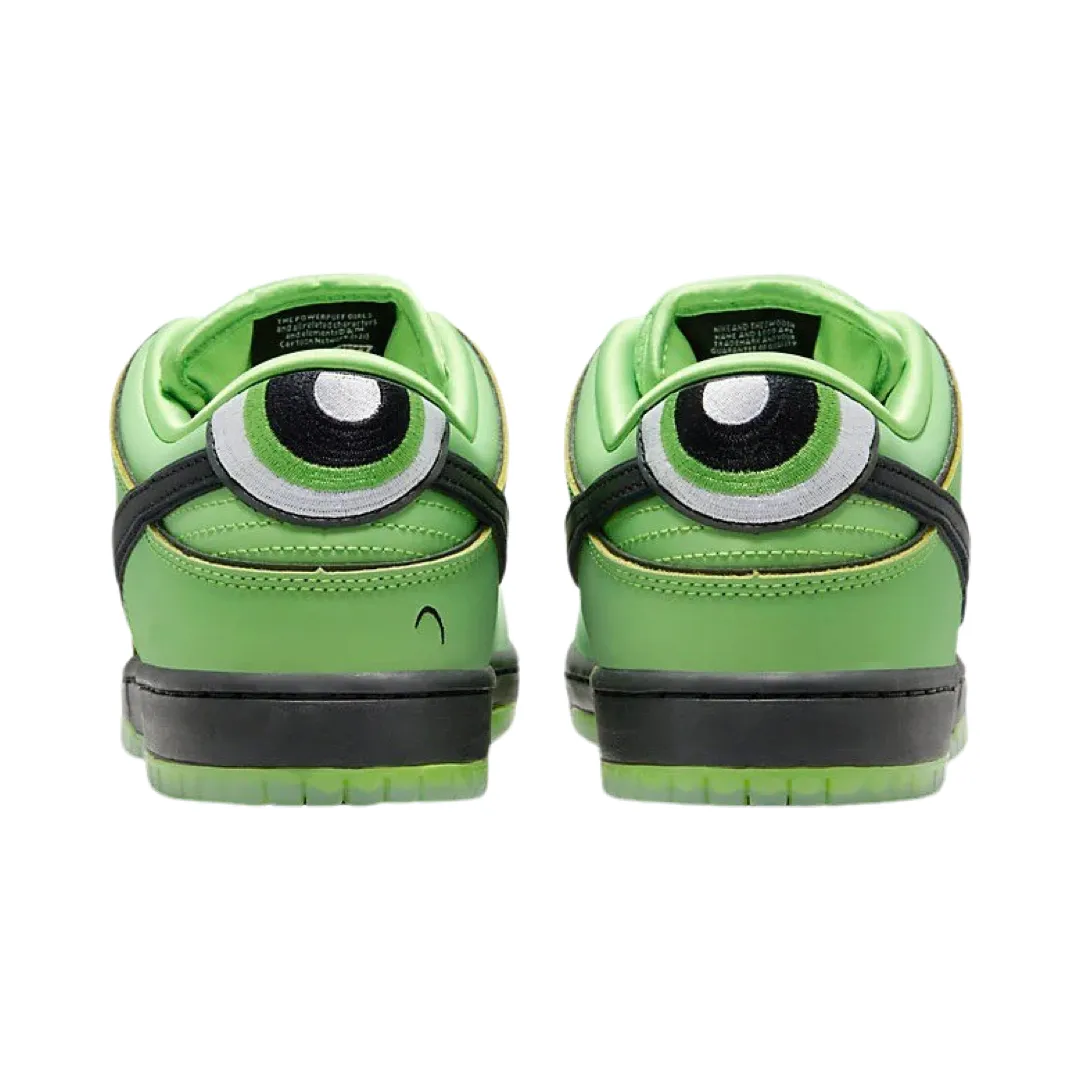 Nike SB Dunk Low Pro QS Powerpuff Girls Buttercup Mean Green Black Lotus Pink Iconic Sneakers