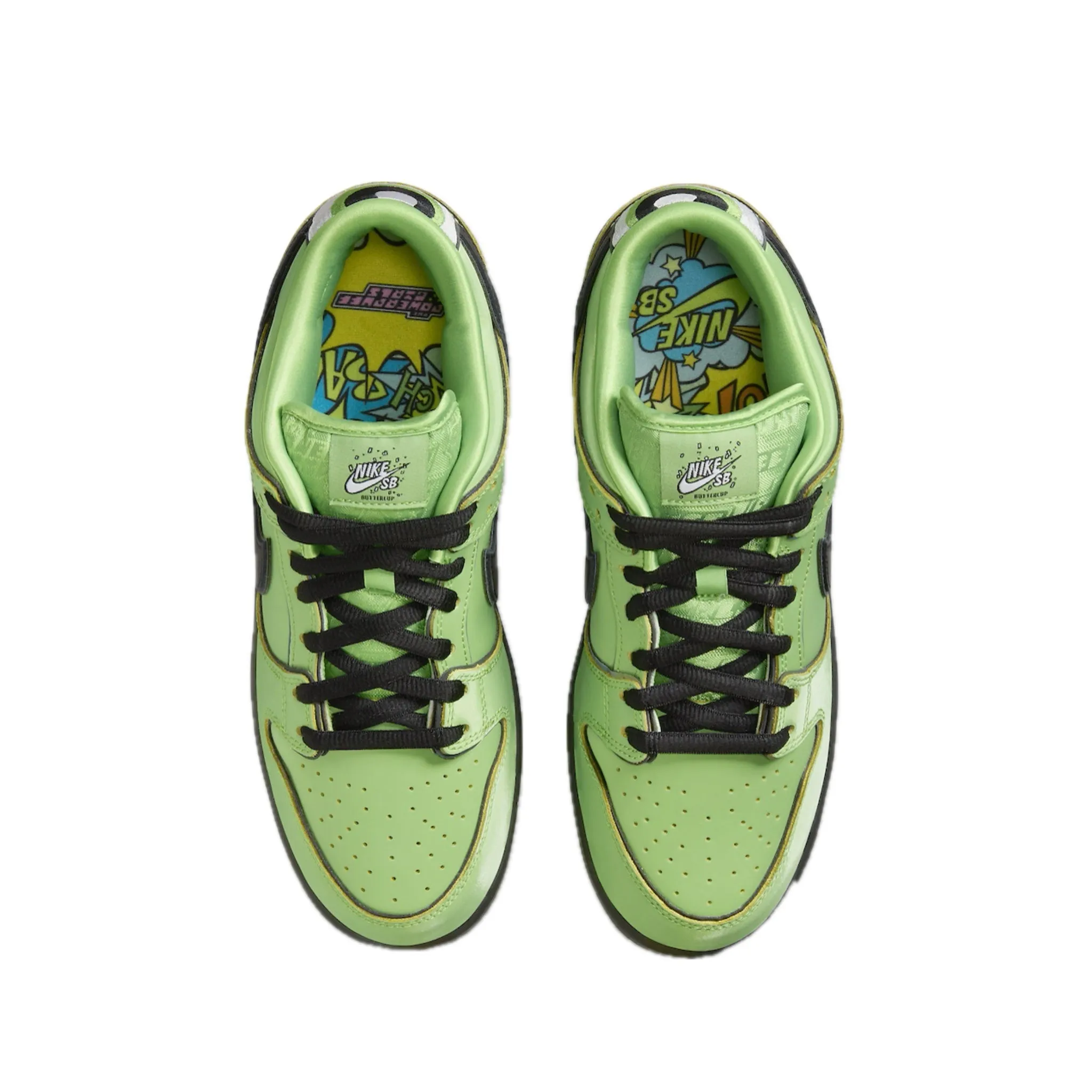 Nike SB Dunk Low (PS) The Powerpuff Girls Buttercup Mean Green Black Lotus Pink Iconic Sneakers