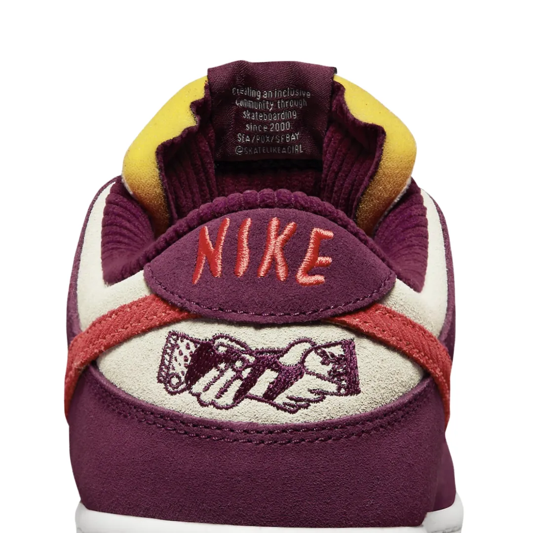 Nike SB Dunk Low QS Skate Like a Girl Dark Beetroot Light Crimson Iconic Sneakers