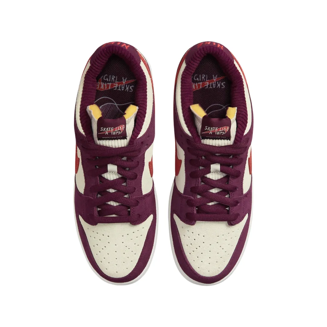 Nike SB Dunk Low QS Skate Like a Girl Dark Beetroot Light Crimson Iconic Sneakers