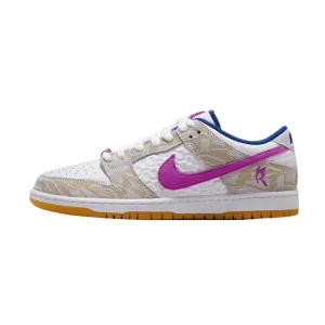 Nike SB Dunk Low Rayssa Leal Pure Platinum Deep Royal Blue Vivid Purple White Gum Yellow Nike Dunk sneakers with classic silhouette