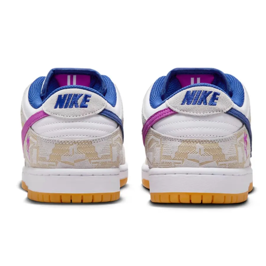 Nike SB Dunk Low Rayssa Leal Pure Platinum Deep Royal Blue Vivid Purple White Gum Yellow Iconic Sneakers