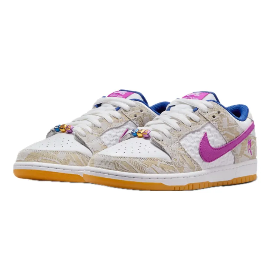 Nike SB Dunk Low Rayssa Leal Pure Platinum Deep Royal Blue Vivid Purple White Gum Yellow Iconic Sneakers