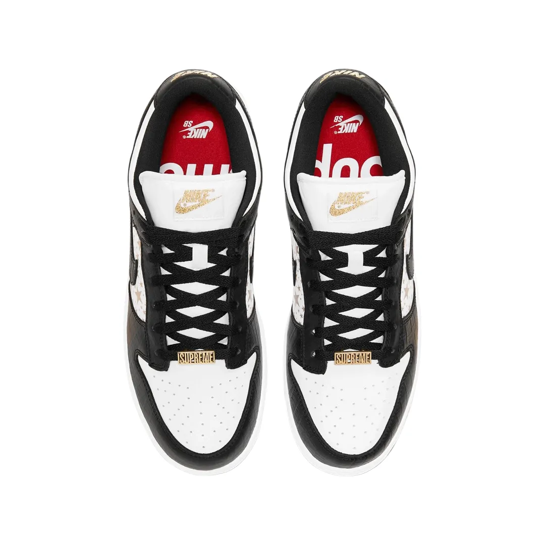 Nike SB Dunk Low Supreme Stars White Black Metallic Gold (2021) Iconic Sneakers