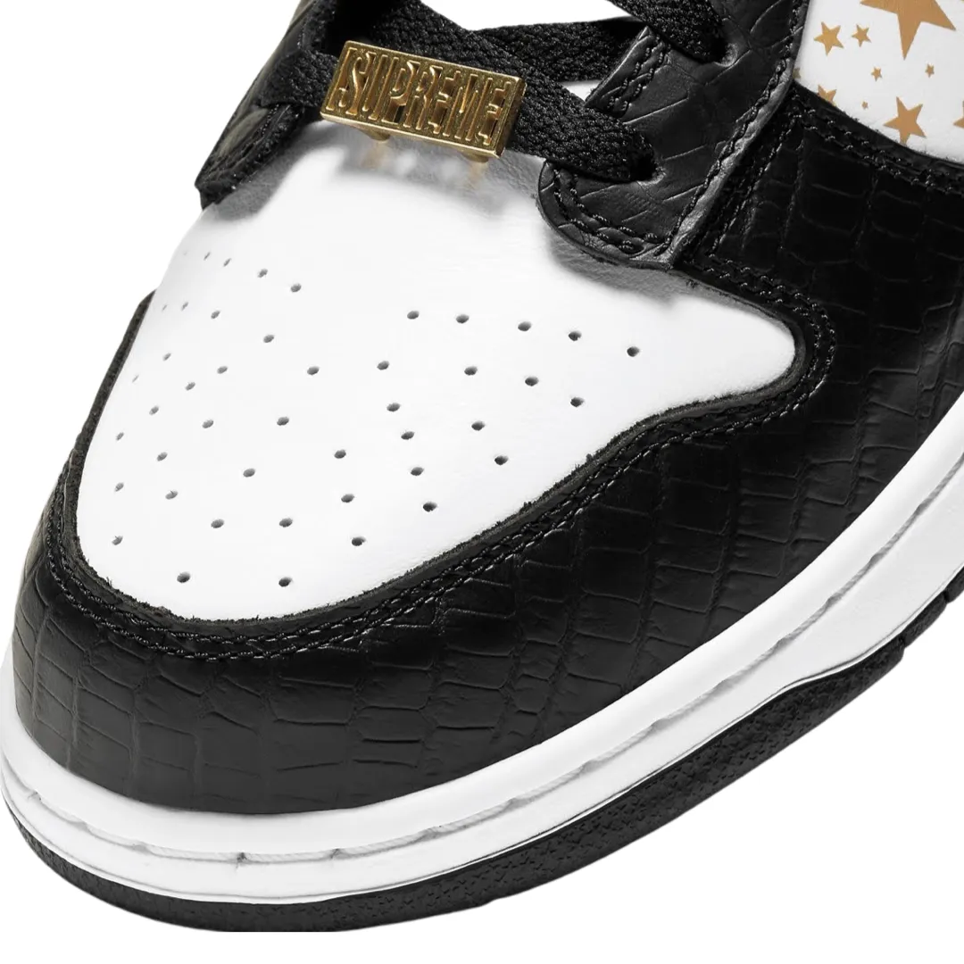 Nike SB Dunk Low Supreme Stars White Black Metallic Gold (2021) Iconic Sneakers