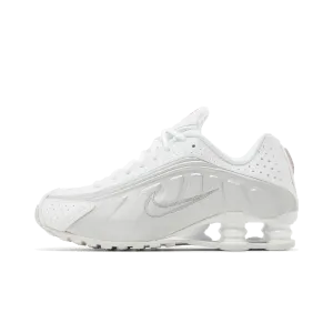 Nike Shox R4 White Metallic Silver (Women's) Nike sporty look with timeless feel