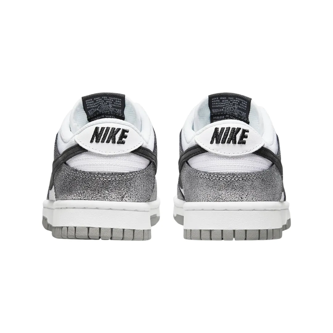 Nike Women's Dunk Low Metallic Silver Black White Iconic Sneakers