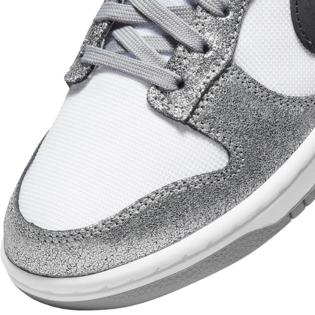 Nike Women's Dunk Low Metallic Silver Black White Iconic Sneakers