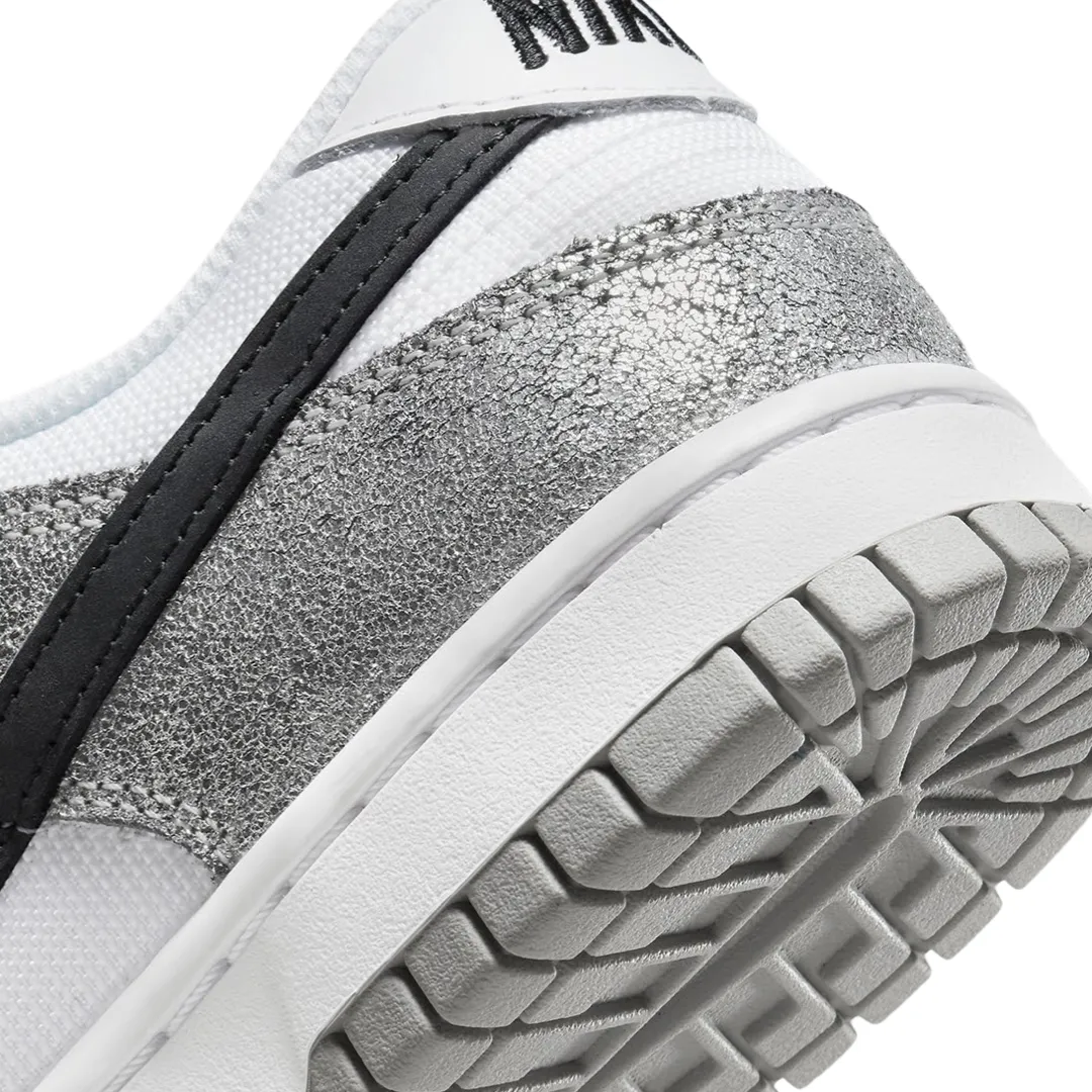 Nike Women's Dunk Low Metallic Silver Black White Iconic Sneakers