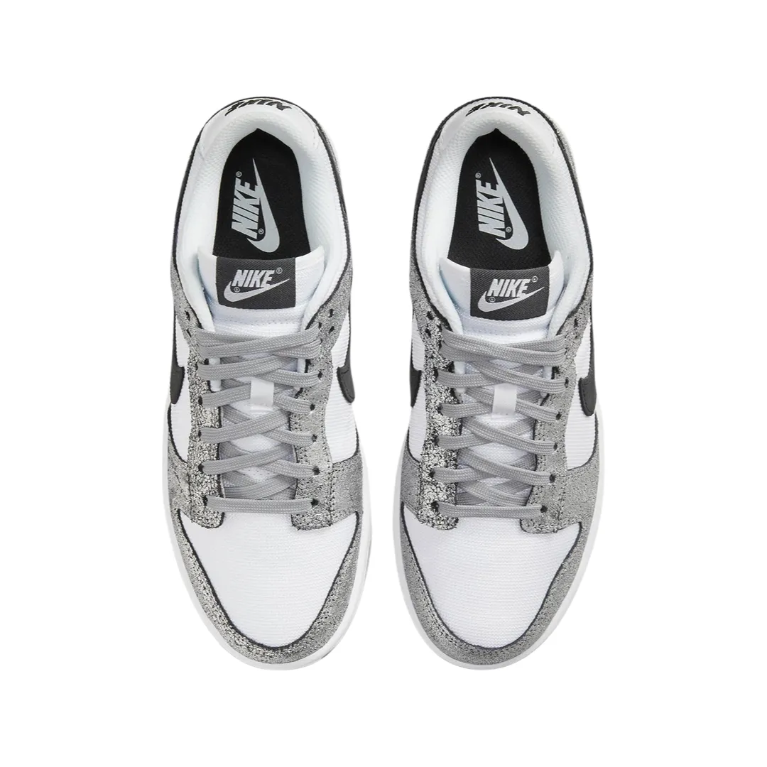 Nike Women's Dunk Low Metallic Silver Black White Iconic Sneakers