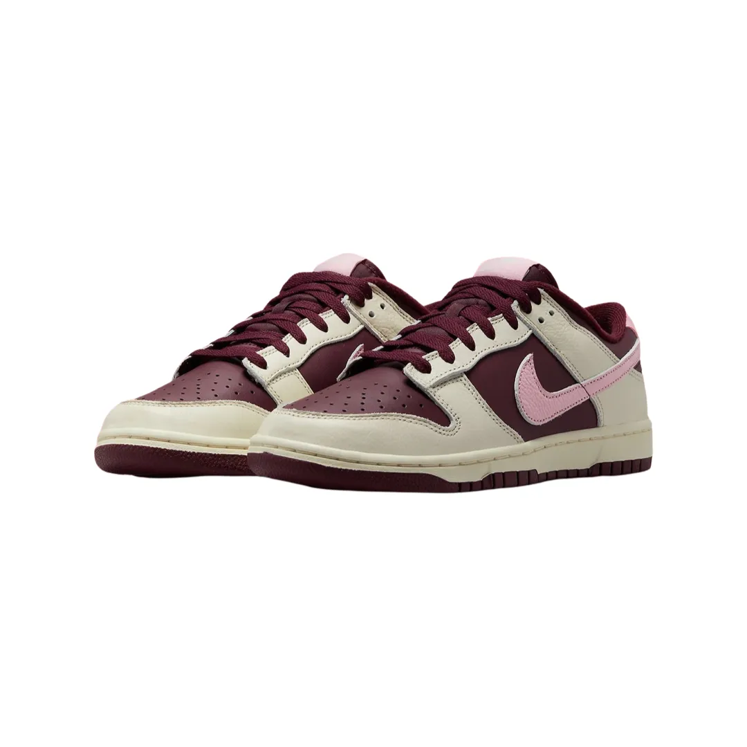 Nike Women's Dunk Low Premium Valentines Day Pale Ivory Medium Soft Pink Might Maroon Iconic Sneakers