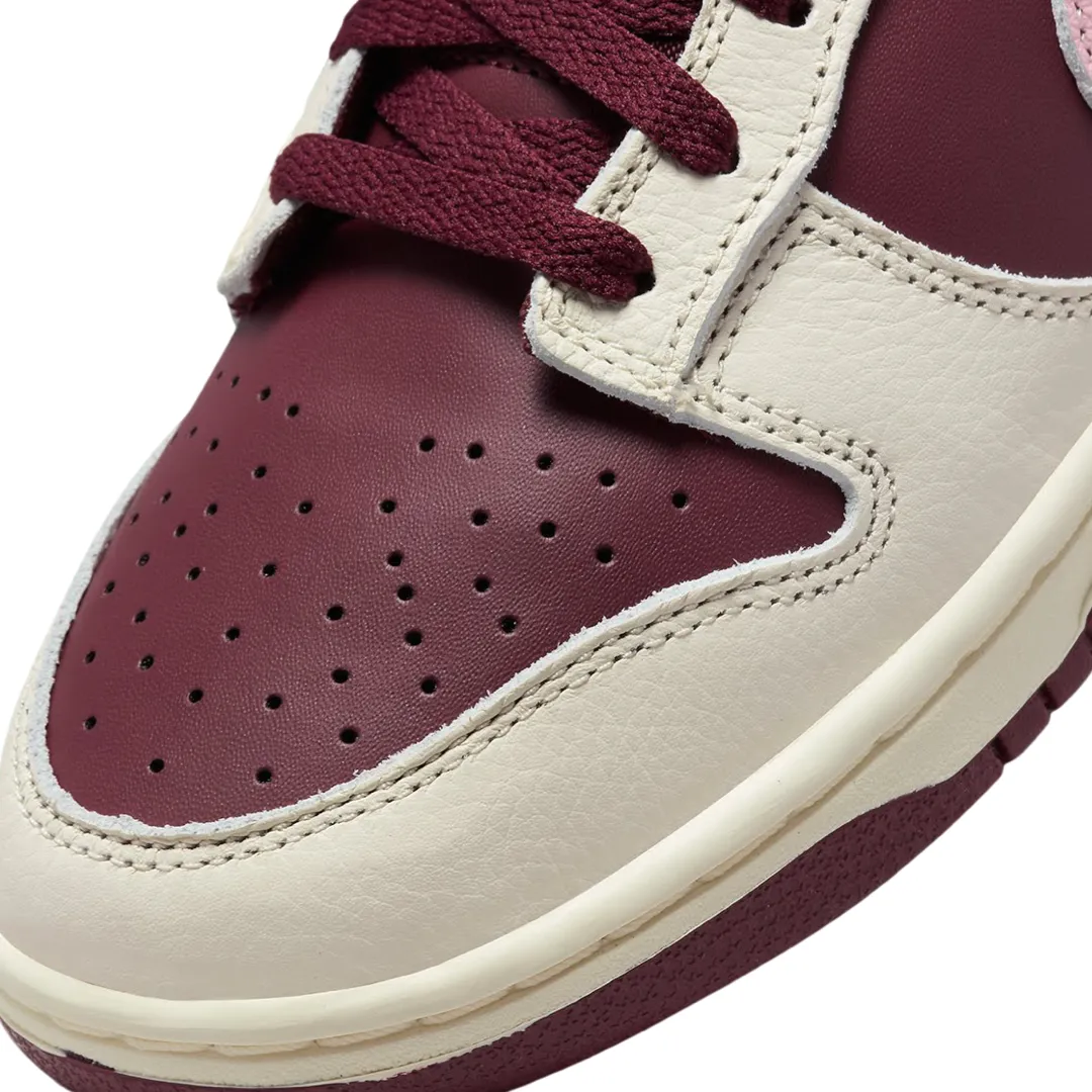 Nike Women's Dunk Low Premium Valentines Day Pale Ivory Medium Soft Pink Might Maroon Iconic Sneakers