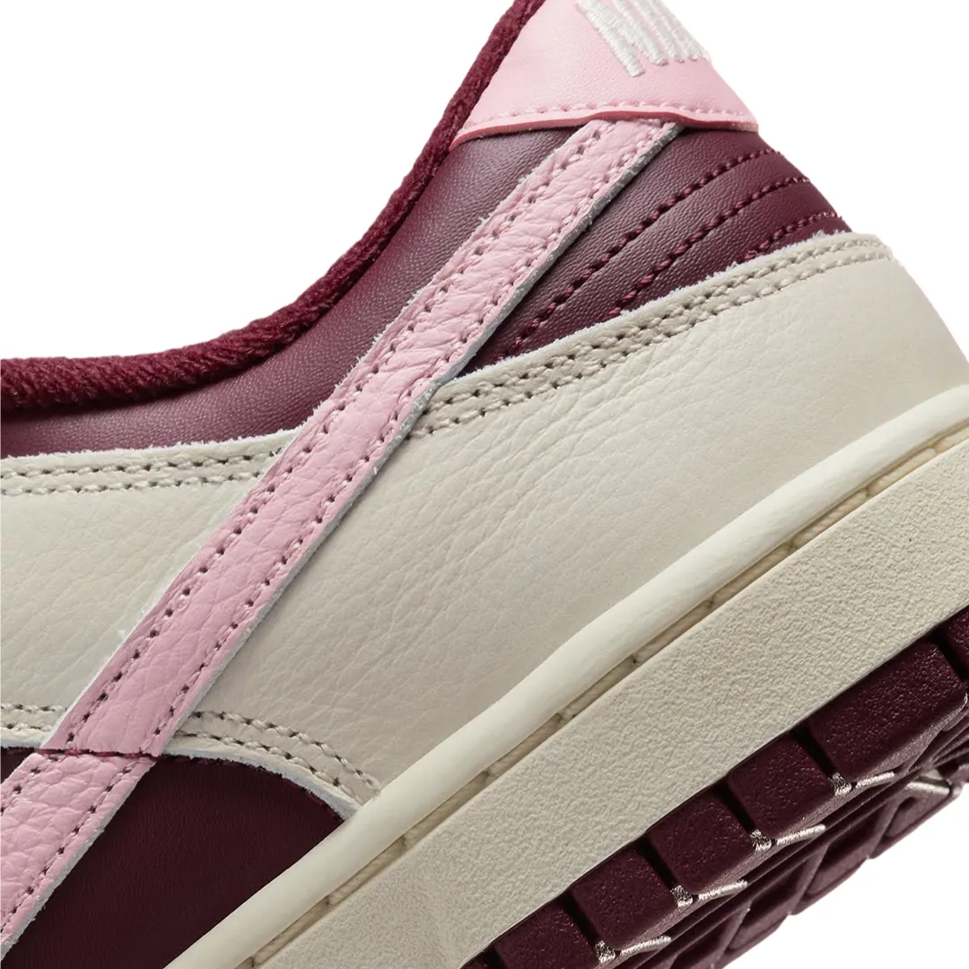 Nike Women's Dunk Low Premium Valentines Day Pale Ivory Medium Soft Pink Might Maroon Iconic Sneakers