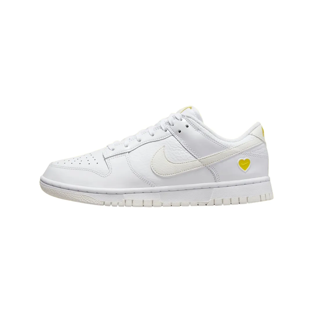 Nike Women's Dunk Low Valentine's Day Yellow Heart White Nike Dunk sneakers with classic silhouette
