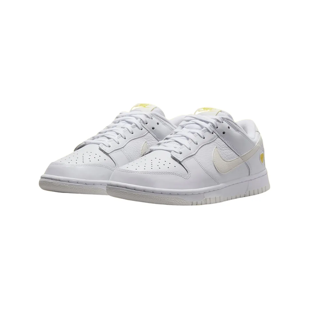Nike Women's Dunk Low Valentine's Day Yellow Heart White Iconic Sneakers