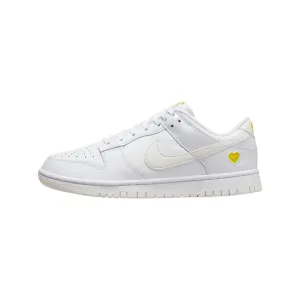 Nike Women's Dunk Low Valentine's Day Yellow Heart White Nike Dunk sneakers with classic silhouette
