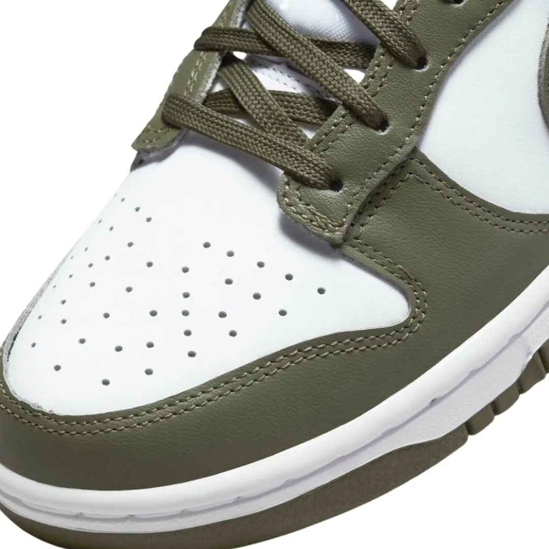 Nike Women's Dunk Low White Medium Olive White Iconic Sneakers