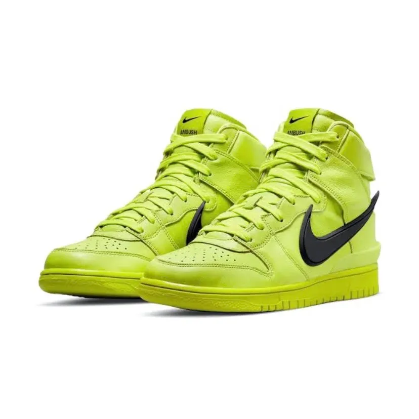 Nike x Ambush Dunk High Atomic Green Black Flash Lime Nike Dunk sneakers with classic silhouette
