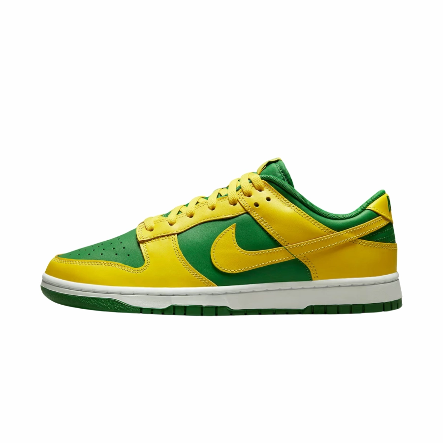 Nike Dunk Low Retro Reverse Brazil Apple Green Yellow Strike White Nike Dunk sneakers with classic silhouette
