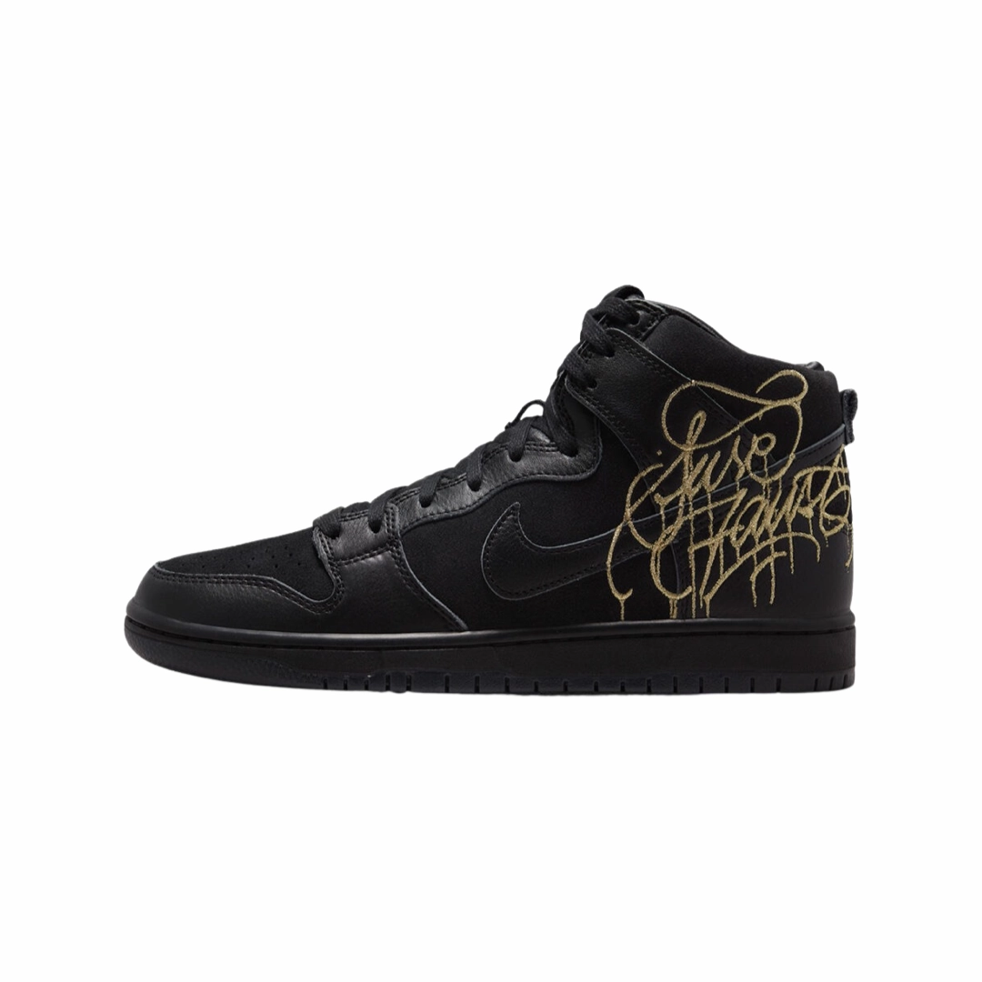 Nike SB Dunk Hi Black Metallic Gold Nike Dunk sneakers with classic silhouette