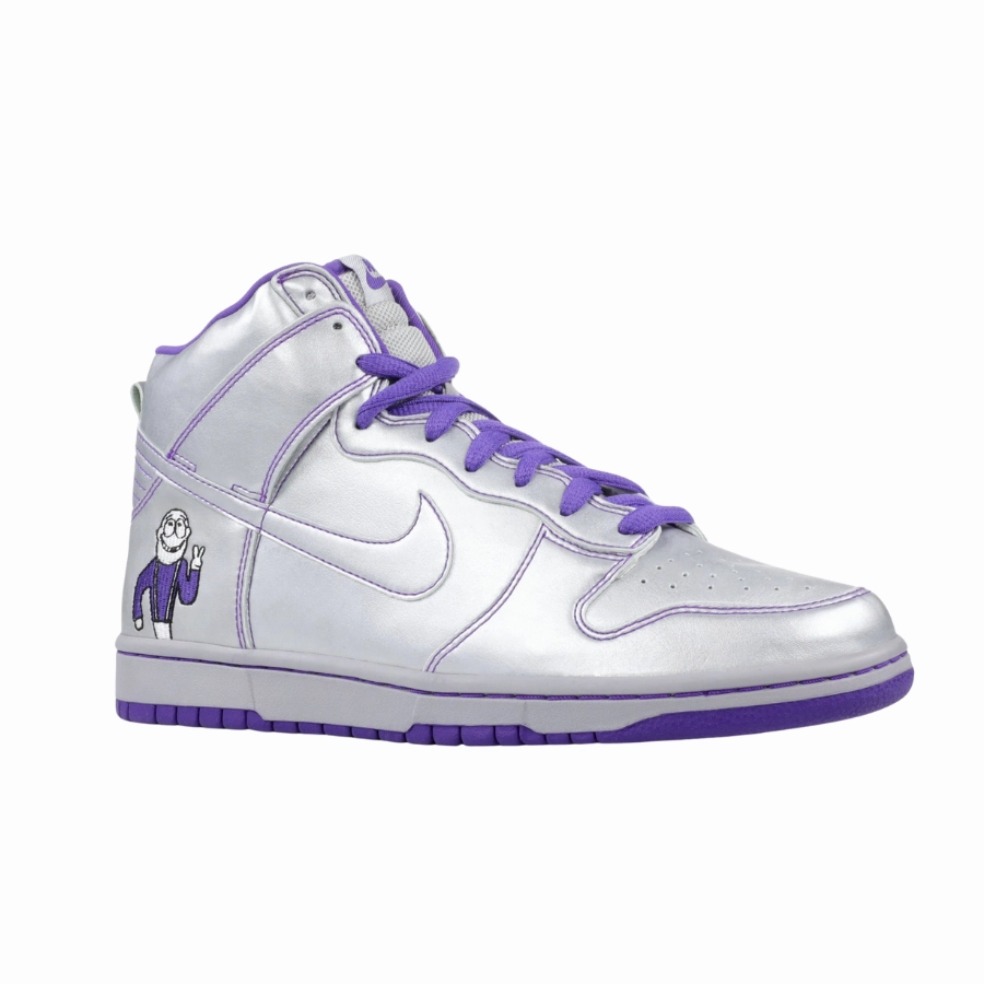 Nike SB Dunk High Dinosaur Jr. Metallic Silver Iconic Sneakers