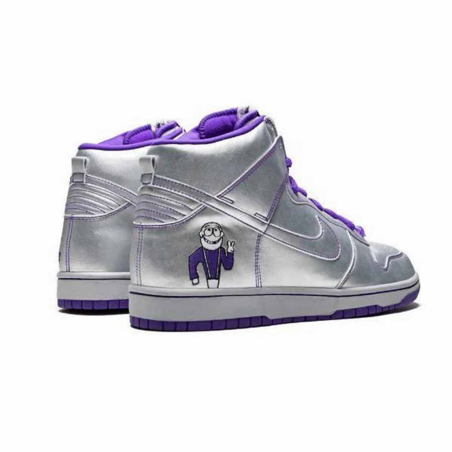Nike SB Dunk High Dinosaur Jr. Metallic Silver Iconic Sneakers