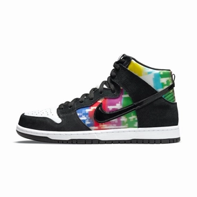 Nike SB Dunk High Pro TV Signal Black White Multi Panda Nike Dunk sneakers with classic silhouette