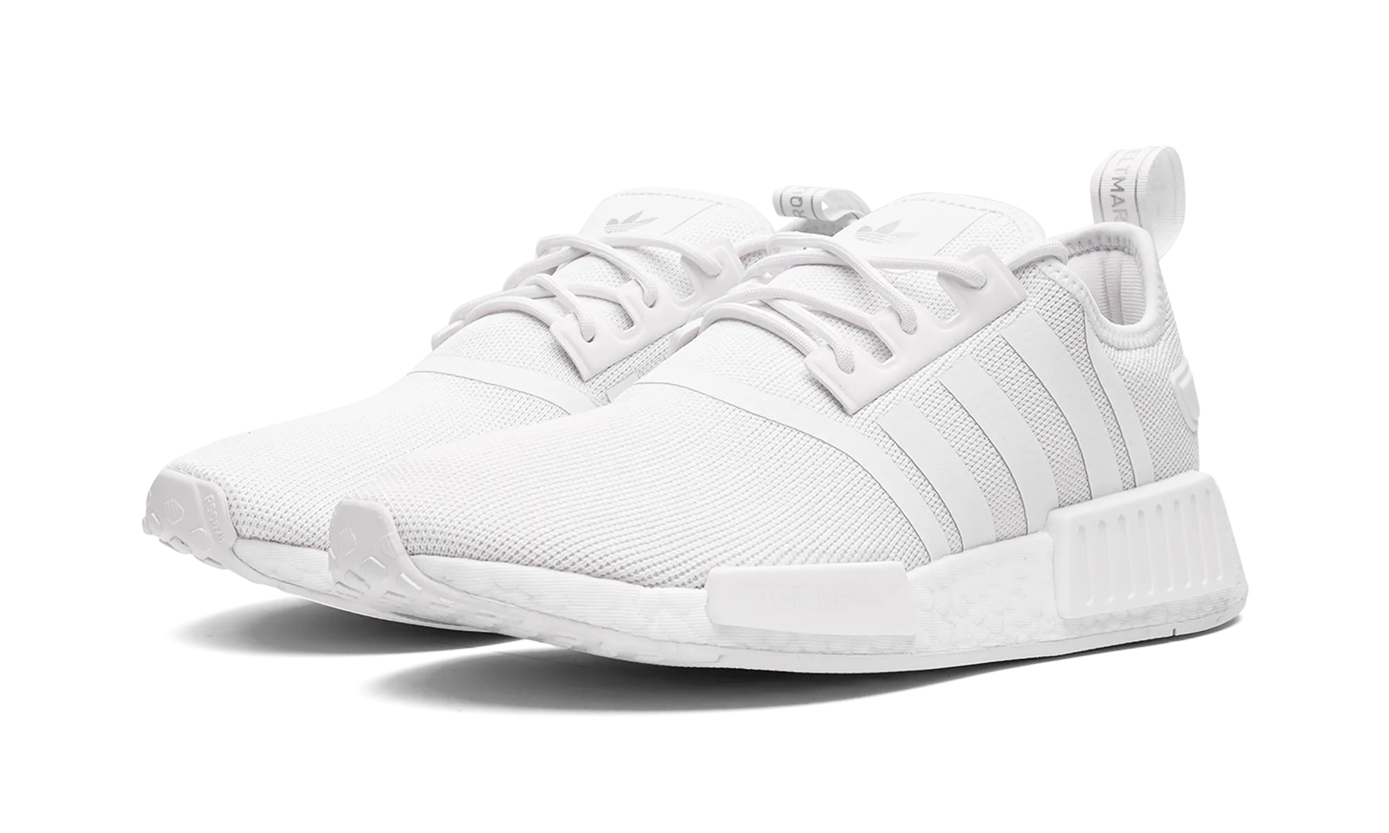 NMD R1 PRIMEBLUE MNS WMNS "triple white" adidas womens workout shoes