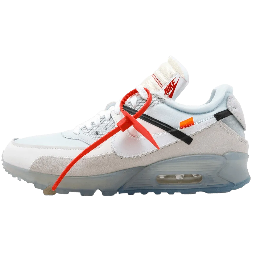 Off-White x Nike Air Max 90 White Nike Air Max sneakers with air cushioning design