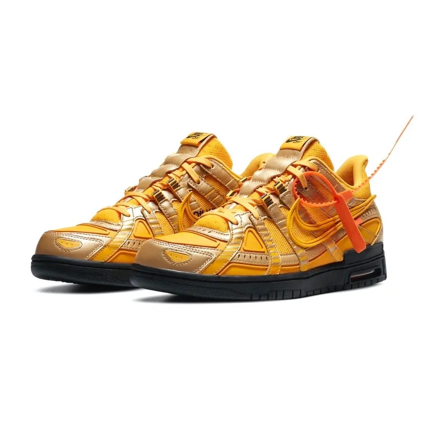 Off-White x Nike Air Rubber Dunk University Gold Nike Dunk sneakers with classic silhouette