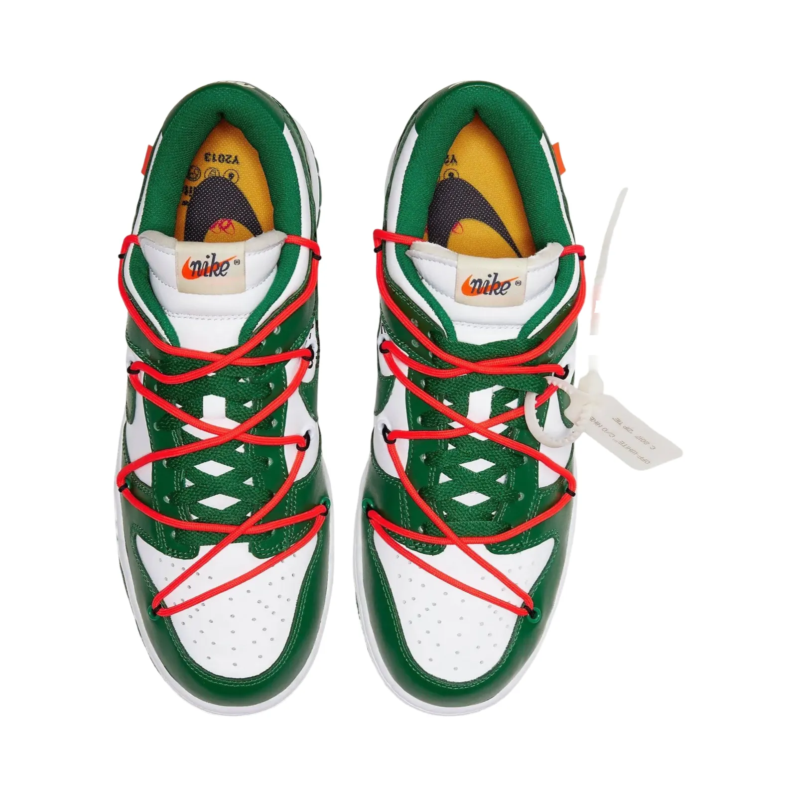 Off White x Nike Dunk Low Leather White Pine Green Iconic Sneakers
