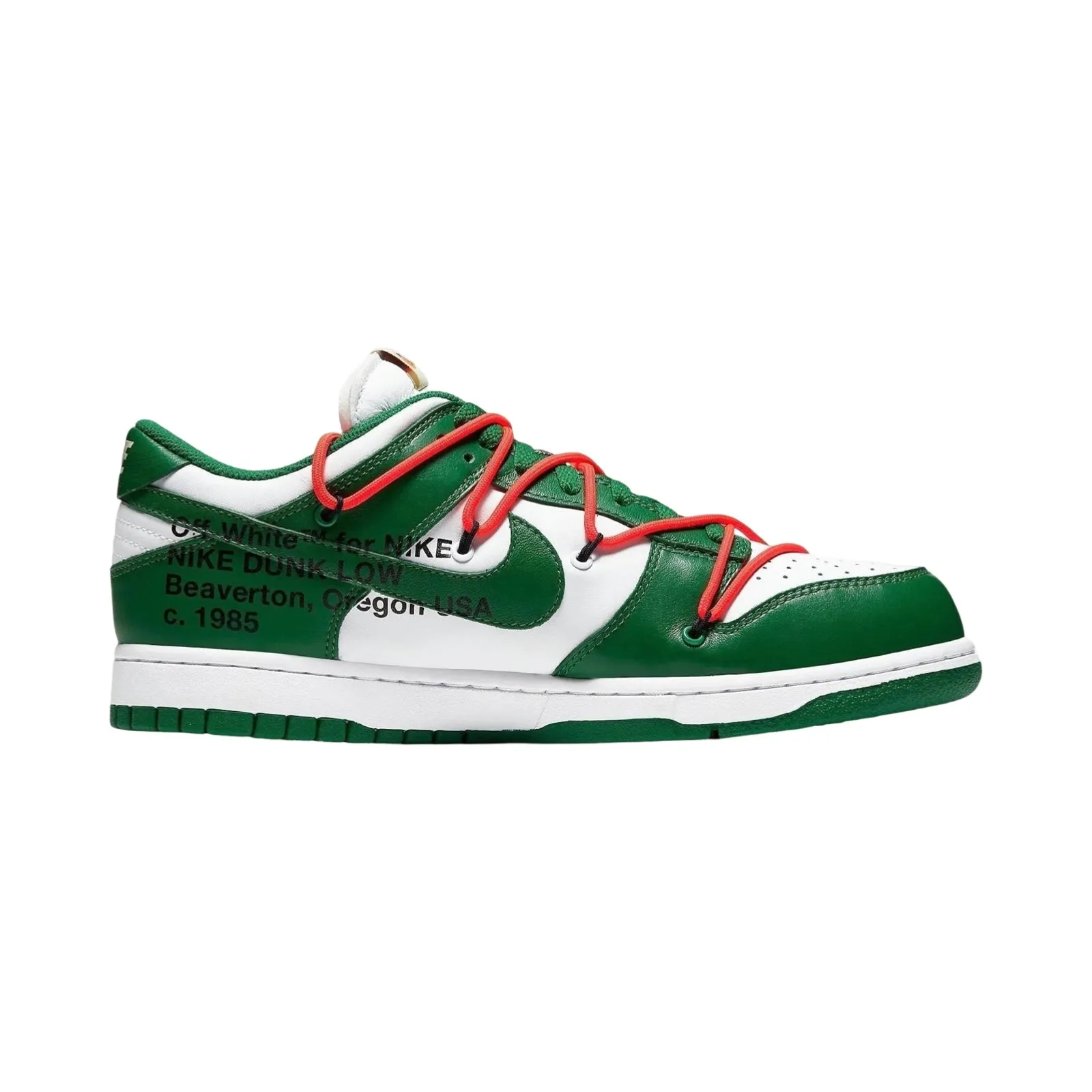 Off White x Nike Dunk Low Leather White Pine Green Iconic Sneakers