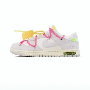 Off-White x Nike Dunk Low "Lot 17 of 50" Sail Neutral Grey Hyper Pink Nike Dunk sneakers with classic silhouette