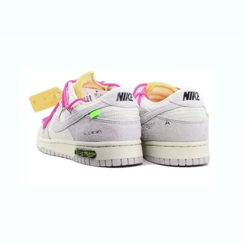 Off-White x Nike Dunk Low "Lot 17 of 50" Sail Neutral Grey Hyper Pink Iconic Sneakers