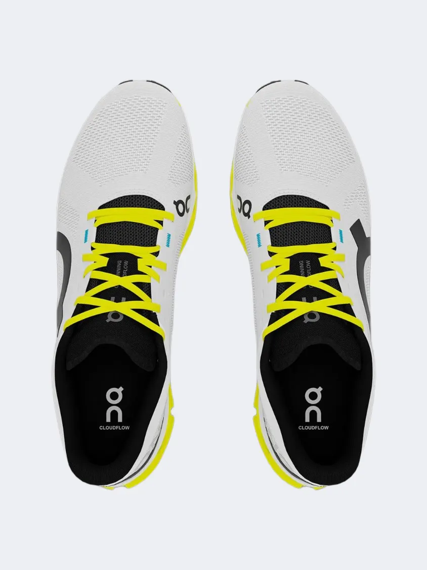 On Cloudflow Men Running Shoes White/Yellow/Black Mens Urban Style Comfort Shoes