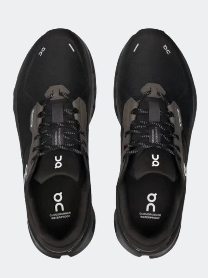 On Cloudrunner 2 Waterproof Men Running Shoes Magnet/Black Mens Casual Everyday Sneakers