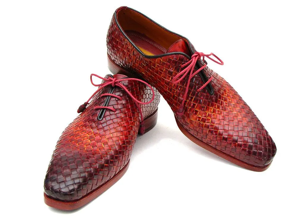 Paul Parkman Shoes Paul Parkman Men's Woven Leather Oxfords in Bordeaux & Tobacco
