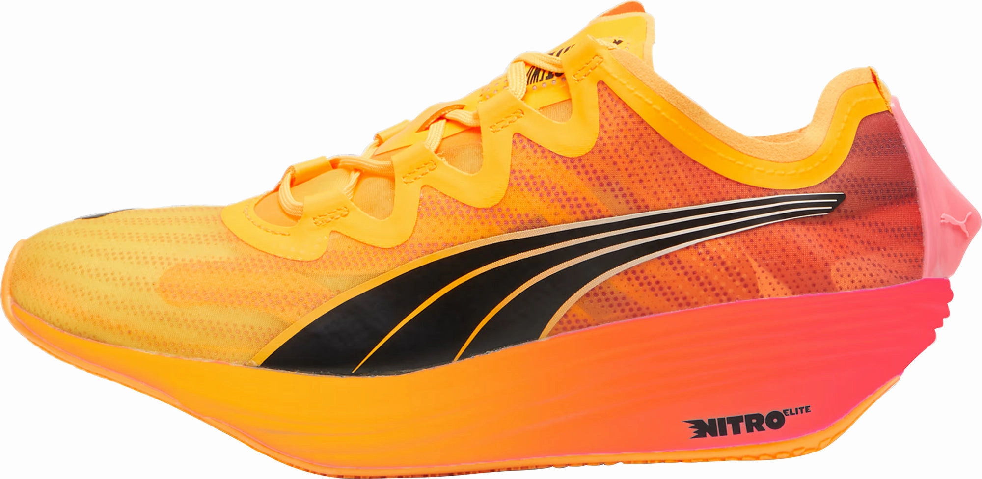 Puma Fast-FWD Nitro Elite Womens Running Shoes - Orange Puma sport shoes with bold branding