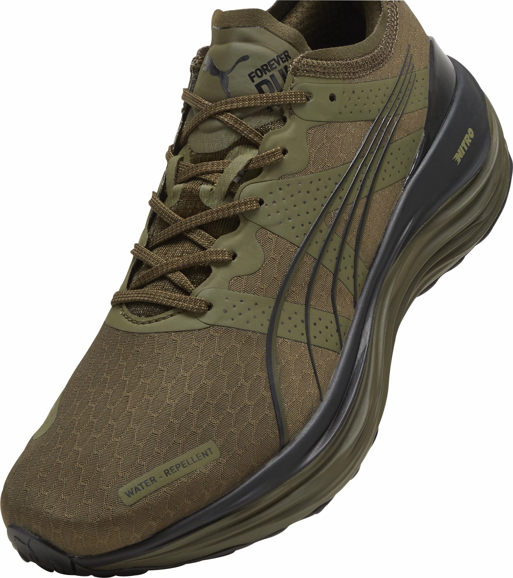 Puma ForeverRun Nitro WTR Mens Running Shoes - Green Stable Training Sneakers