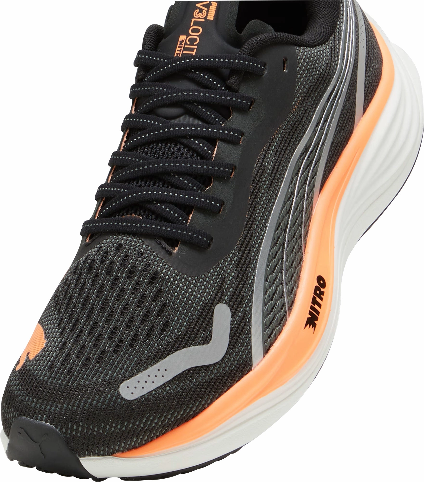 Puma Velocity Nitro 3 WIDE FIT Mens Running Shoes - Black Responsive Road Runners
