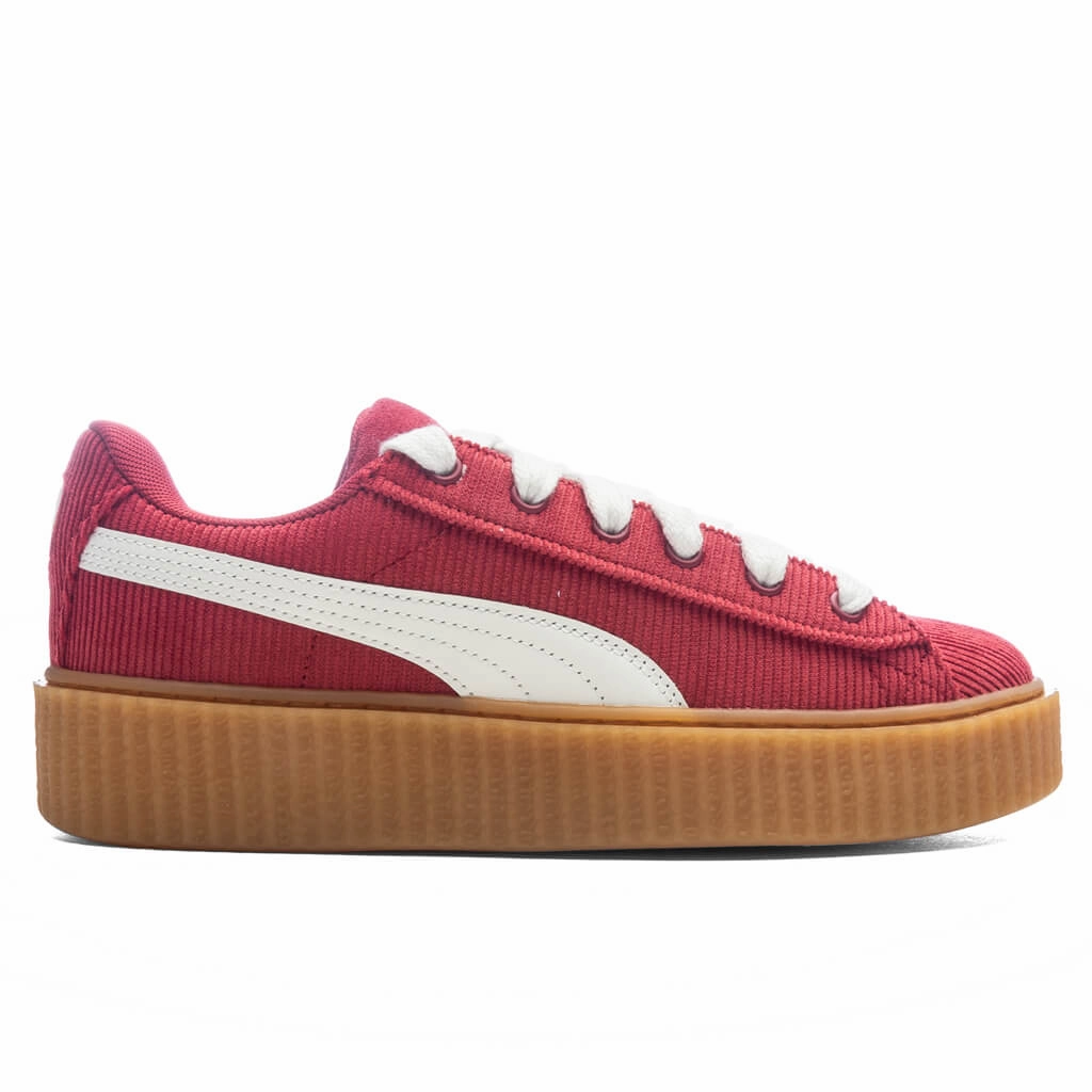 Puma x Fenty Women's Creeper Phatty Corduroy - Club Red/Warm White/Gum Puma sneakers for casual streetwear